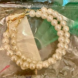 Pearl Like Hoop Earrings NWT In Plastic! Great Gift! Beautiful! Ready to Wrap!
